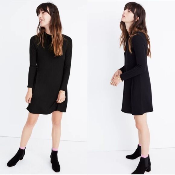 MADEWELL City Block Ribbed Mock Neck Dress Womens Small A-Line Academia Preppy - Picture 4 of 16